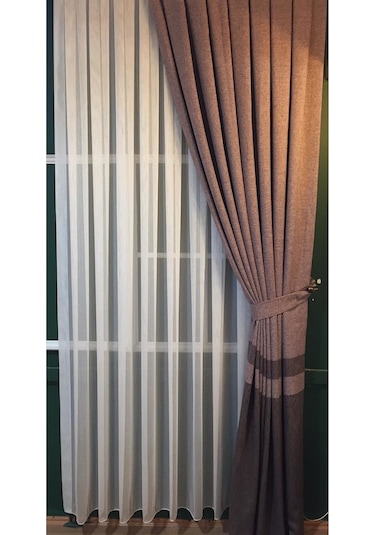 Evdepo Home Ince Çizgili Düz Tül Perde