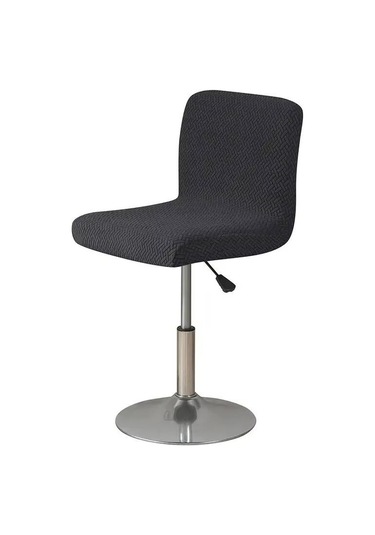 Elastik T Şekilli Jakarlı Sandalye Kılıfı Ev Tipi Kanepe Koruyucu Kılıf Otel Ziyafet Yemek Küçük Boy Sandalye Kılıfı Düz Renk Siyah