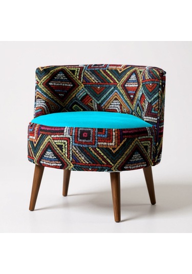 Sydney Berjer - Dijital Baskı Kumaş Modern Tekli Koltuk - Turkuaz Turkuaz