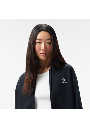 Converse Go-to Embroidered Star Chevron Unisex Fermuarlı Siyah Eşofman Üstü 10024511 Siyah
