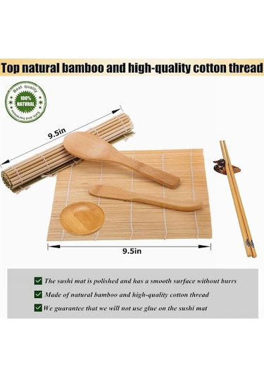 Wezone 23 Parça Sushi Yapım Seti: Bambu Mat, Çubuk, Bıçak Ve Aksesuarlar - Profesyonel Ve Başlangıç Seviyesi İçin Mutfak Araçları Çok Renkli
