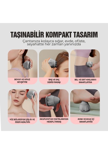 Relaxus 4 Başlıklı Silikon Vücut Masaj Aleti Şarjlı