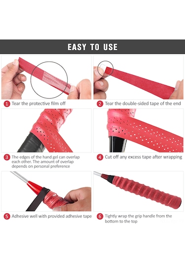 Youmex Mor Pu+eva Raket Eldeki Bantı - Teri Emici, Dayanıklı, 1 Adet 110cm X 2.5cm