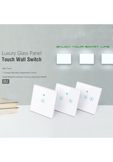Dancemonkey Ws-eu-01 Ve Temperli Tak Panel Kontrol Grup Ewelink Dokunmatik Duvar Paneli App Anahtarı, Akıllı Ac Ab 90v-250v, 2a 1pe