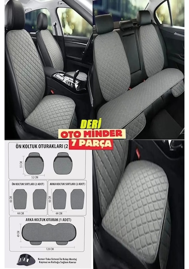Mazda Mazda3 Koltuk Deri Minderi 7 Parça Ön Ve Arka Oturak Sırt Dayama Minder Gri-gri