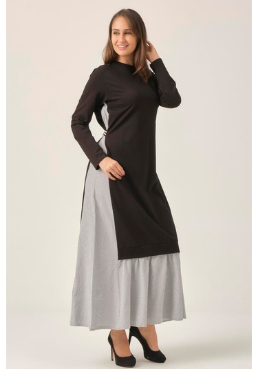 Kadın Siyah Toka Detaylı Maxi Boy Elbise Dm91006 Siyah