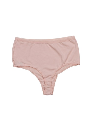 Nicoletta Kadın Külot Yüksek Bel Tanga Büyük Beden 5'Li Paket (548144616) Somon