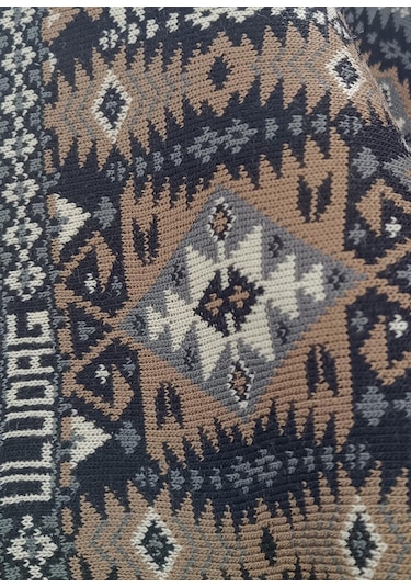 Uludağ Triko Kadın Siyah Etnik Desenli Kilim Şal