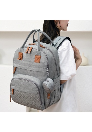 Jialan Bebek Bezi Çantası Sırt Çantası Bebek Essentials Seyahat Gri