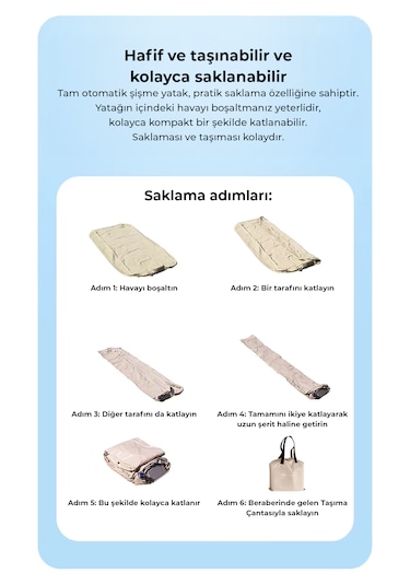 Robo Kendi Kendine Şişen Otomatik Tek Kişilik Yatak Bej