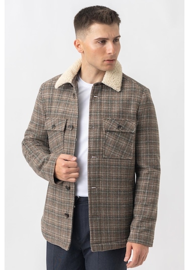White Stone Aarau 58137 Slim Fit Kürklü Kaban Haki White Stone Aarau 58137 Slim Fit Kürklü Kaban Haki