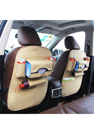 Ranyeek Araba Sandalye Arkası Pu Deri Depolama Çantası - Çocuk İçecek Tutucu, Deri Malzeme, Renk Seçenekli, Kolay Temizlenir, Evrensel Uyumlu