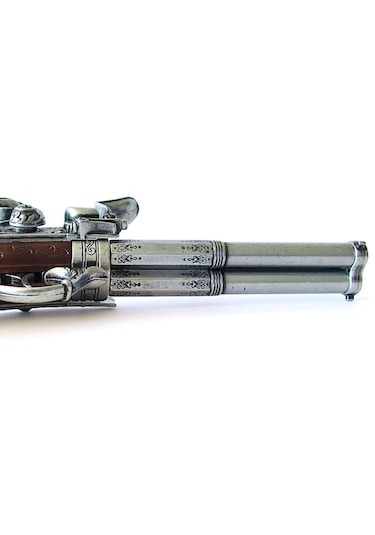 Denix Dekoratif Replika Revolving 3 Barrel Flintlock Pistol