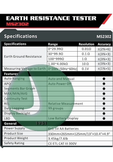Mastech Ms2302 Toprak Direnci Test Cihazı - Meger