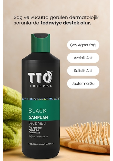 Tto Saç Ve Vücut Şampuanı 500 Ml Black Çay Ağacı Yağı / Tea Tree Oıl Tüm Saçlar
