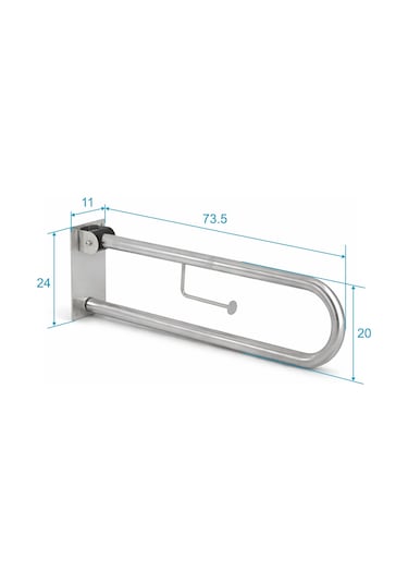 Aqua Bagno Basic Mafsallı Engelli Tutunma Barı Tuvalet Kağıtlıklı Paslanmaz Çelik 35.90.91.01.01 Krom
