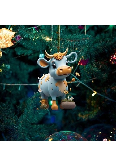 Lijinxu İnek Yılbaşı Ağacı Süslemeleri Ev Fotoğraf Sahne Oturma Odası İnek Araba Kolye Tarzı E