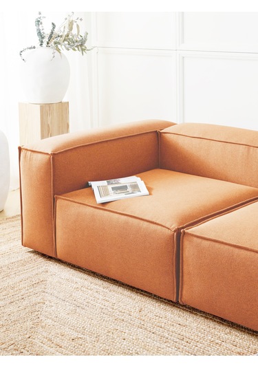 Most Mollis Köşe Modül Berjer Silinebilir Kiremit Keten Kumaş Yum Tarçın