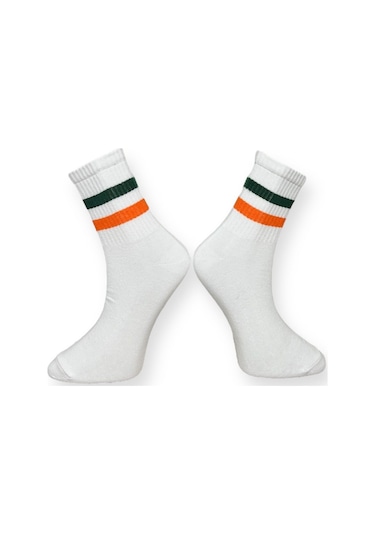 2'li Unısex Çizgili Yeşil-turuncu Ve Yeşil-kırmızı Şeritli Esnek Nem Alabilen Pamuklu Spor Soket Çoraplar Çok Renkli 2'li Unısex Çizgili Yeşil-turuncu Ve Yeşil-kırmızı Şeritli Esnek Nem Alabilen Pamuklu Spor Soket Çoraplar Çok Renkli