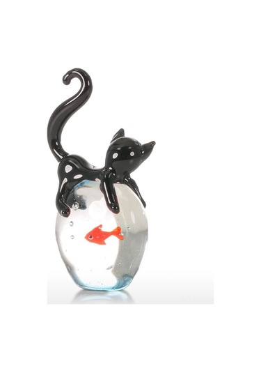 Xianwen Geeroyoo "el Yapımı Cam Heykel: Meraklı Kedi Ve Renkli