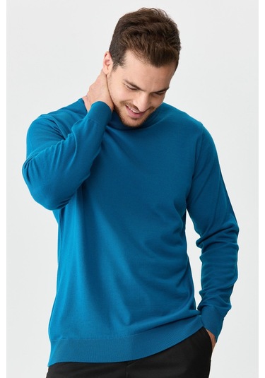 Erkek Basic Yarım Balıkçı İnce Triko Kazak A.petrol A.petrol