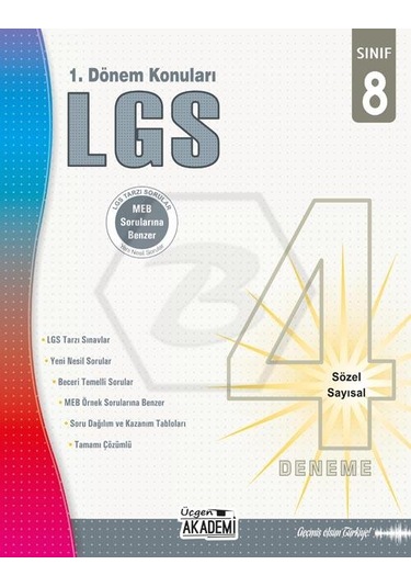 8.Sınıf LGS 1. Dönem Konuları - 4'lü Deneme Sınavı- Üçgen Akademi