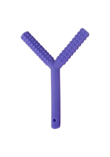 Mor Çocuklar Çiğneme Tüpü Y-şekil Çiğneme Diş Kaşıyıcı Bebek Oral Motor Çiğneme Araçları Tuxtured Auti Mor