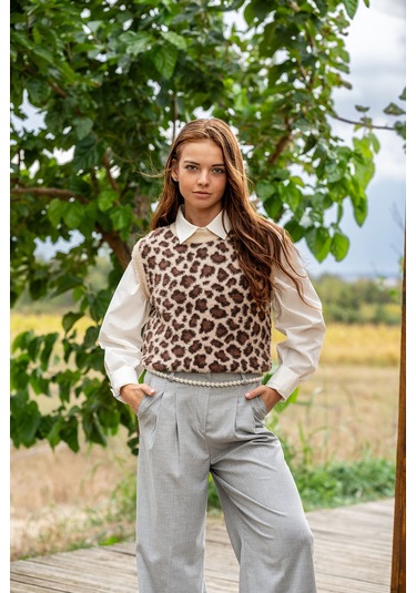 Verdeblanco Leopar Desenli Süveter Leopar Çok Renkli