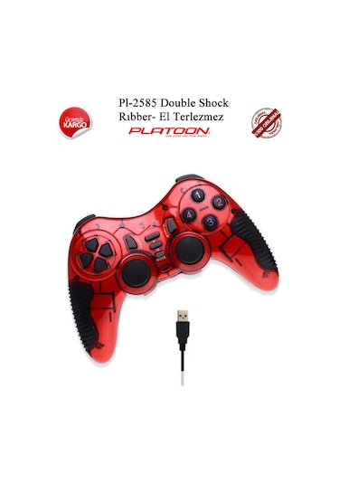 Platoon Pl-2585 Bilgisayar Usb Oyun Kolu Double Shock  Kırmızı