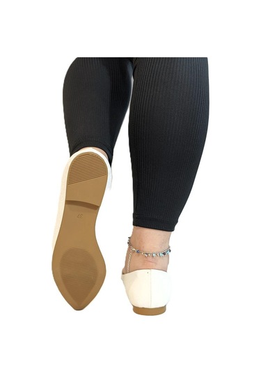 Fiyra 4006 Beyaz Örgü Taşlı Şık Düğünlük Günlük Bayan Babet Beyaz