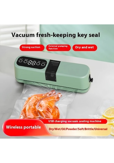 Honeybeeshop Mavi Senbowe Usb Mini Vakum Posetleme Makinesi 3u 1 Arada Kablosuz Sarj Edilebilir Kuru Islak Yiyecekler İcin 4lu Snack Cantasi İle