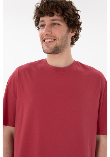 U.S. Polo Assn. Erkek Long Fit Bisiklet Yaka Vişne Basic Tişört 50305988-VR223