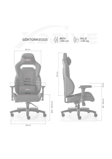 Xdrive Göktürk Profesyonel Oyuncu Koltuğu Siyah/Siyah