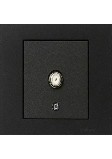 Ovivo Metalik Siyah Tv Prizi F Konnektörlü Çerçevesiz