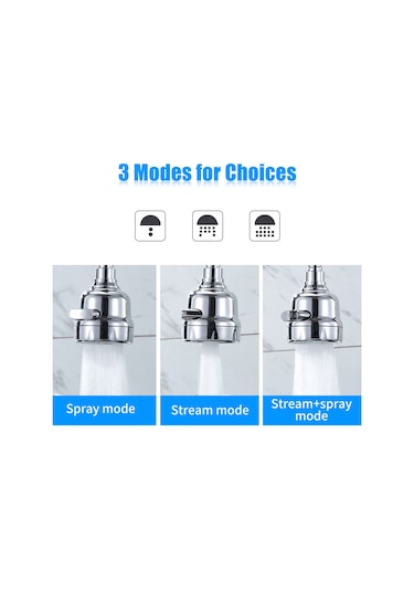 Wezone Mutfak Lavabosu Fıskiyesi Uyumlu Sabit Borulu 360 Döner 3 Modlu Düzenli/şişme/şişme+düzenli Anti-patlama Basınçlı Su Tasarruflu Fıskiye Uzatma Başı Diğer