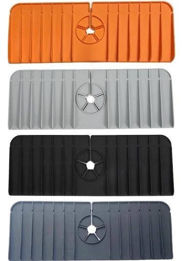 Siyah Çok Fonksiyonlu Silikon Mutfak Drenaj Mat Sıçramaya Dayanıklı Musluk Drenaj Mat Kaymaz Katlanabilir Lavabo Yüzey Koruyucu