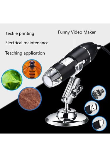 3'ü 1 Arada Usb+mikro+tip-c 1600x Hd Dijital Mikroskop Mikroskobu