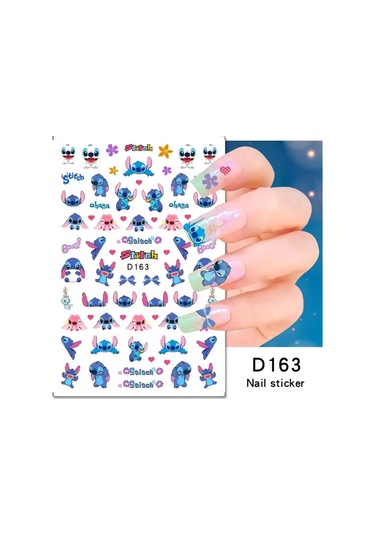 Lilo Ve Stitch Tırnak Çıkartmalar Anime Etiket Tırnak Sanat Süslemeleri Karikatür Animasyon Tırnaklar Üzerinde Basın Çivi Aksesuarları Manikür İçin Nane Renk