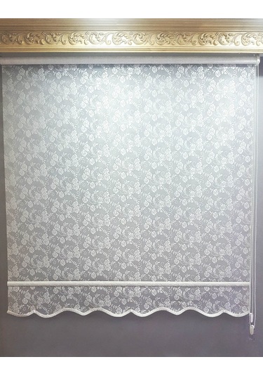 Brillant 1.Kalite Küçük Gül Desen Çift Mekanizmalı Tül Stor Pe...