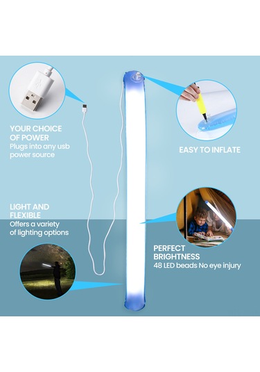 Jeemson 2'li Pvc Kesik Mavi 48 Led Işık 9w 280 Lumens Şarj Cihazı Bağlanabilir Çok Yüksek Kabin Lanternı Mavi