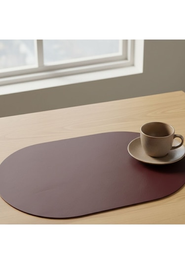 2 Adet Bordo Deri Amerikan Servis Tam Oval 33x44 Cm