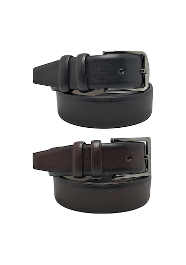 Eds 2'li  Erkek Kemer Kahverengi - Siyah