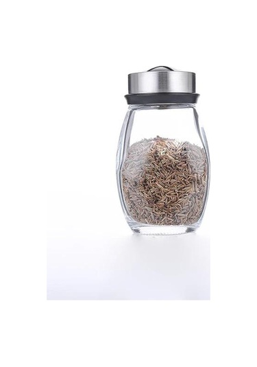 Kompakt Cam Ve Paslanmaz Çelik Baharat Kavanozu Seti Döner Raflı - Düzenli Mutfak Depolama İçin 7 Kavanoz Beyaz