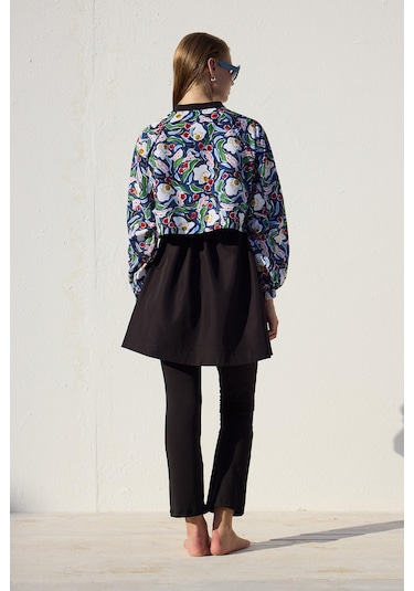 Manuka Rüzgarlıklı 3'lü Tesettür Mayo Takımı Multi Color Çok Renkli