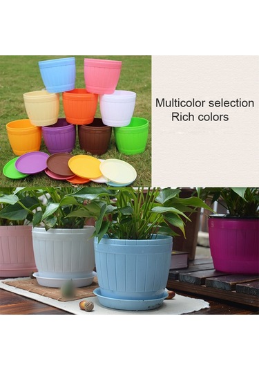 Sones 10 Adet Taklit Ahşap Fıçı Plastik Reçine Saksı Tepsili, Üst Çap: 16cm, Yükseklik: 13.5cm Beyaz