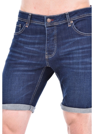Cedy Denim Erkek Kot Şort Slim Fit Jean Şort - C342 Lacivert