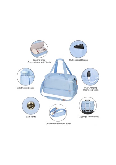 Tenfowee Kadın Spor Çantası - Su Geçirmez, Hava Geçirgen, Çok Amaçlı Seyahat Çantası MAvi