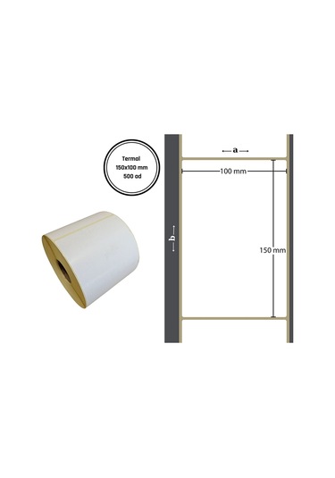 150x100 Termal Barkod Etiketi Yaıpışkanlı Etiket 1 Rulo 500 Adet