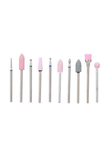 Hangfox Tungsten Çelik Tırnak Taşlama Uçları Seti 10 Adet - 2.35mm Çaplı Fırçalarla Manikür Polisaj Ve Temizleme Aleti Depolama Kutusu İçerir