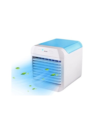 Mini Hava Soğutucu Fan Taşınabilir Klima Sessiz Usb Hava Soğutucu 7 Renkli Led Işık İle Kişisel Klima - Mavi 2413 Renkli